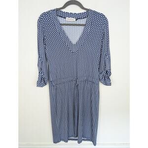 Veronica M Midi Dress Chevron Tied Vacation Tropical Beach Blue White Size XS